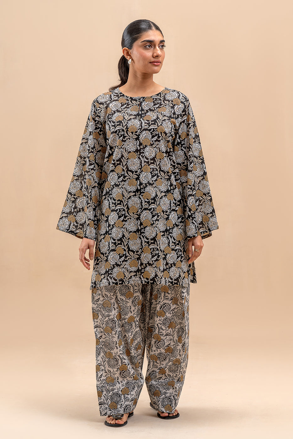 2 PIECE PRINTED LAWN SUIT-RAVEN GRACE (UNSTITCHED)