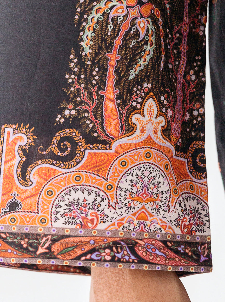 1 PIECE - PRINTED CAMBRIC SHIRT - BLACK BROCADE MORBAGH WN_23