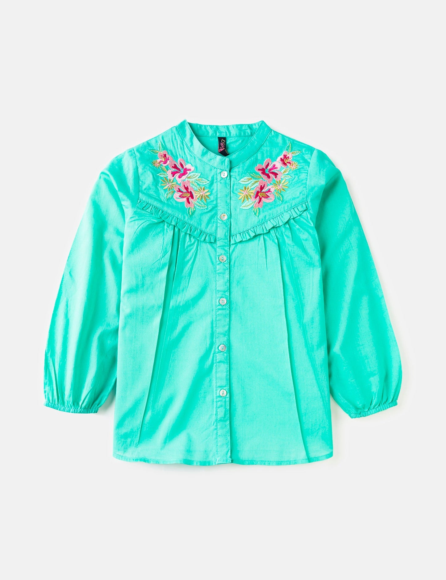 Embroidered Aqua Top (6295502487704)