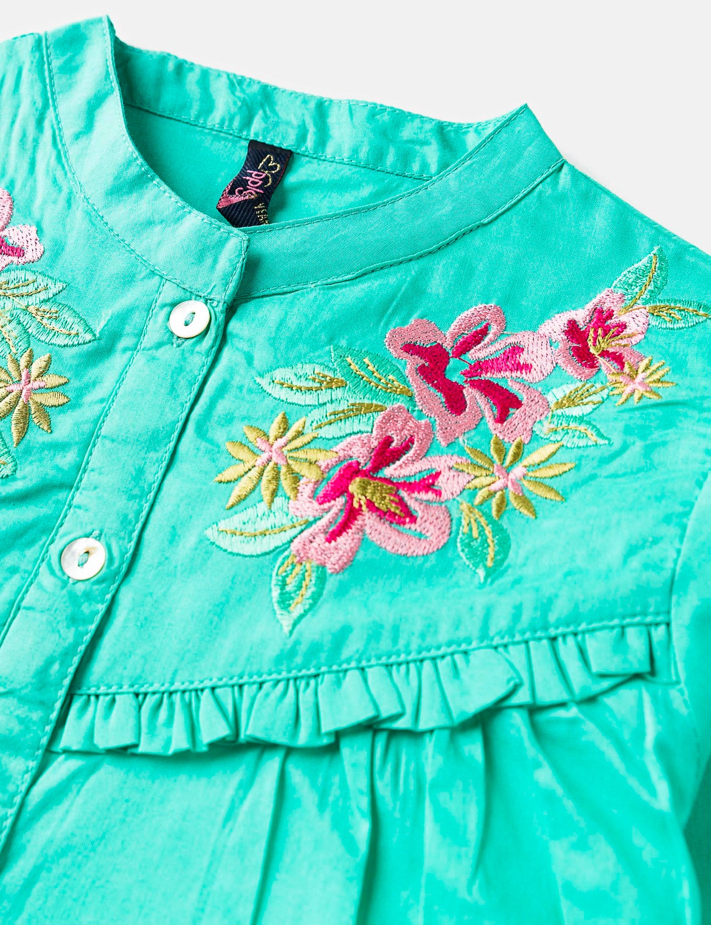 Embroidered Aqua Top (6295502487704)