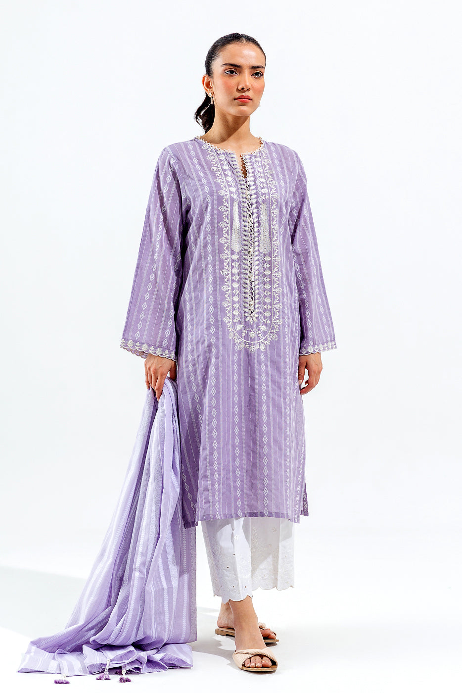 2 PIECE EMBROIDERED JACQUARD DOBBY SUIT (PRET)