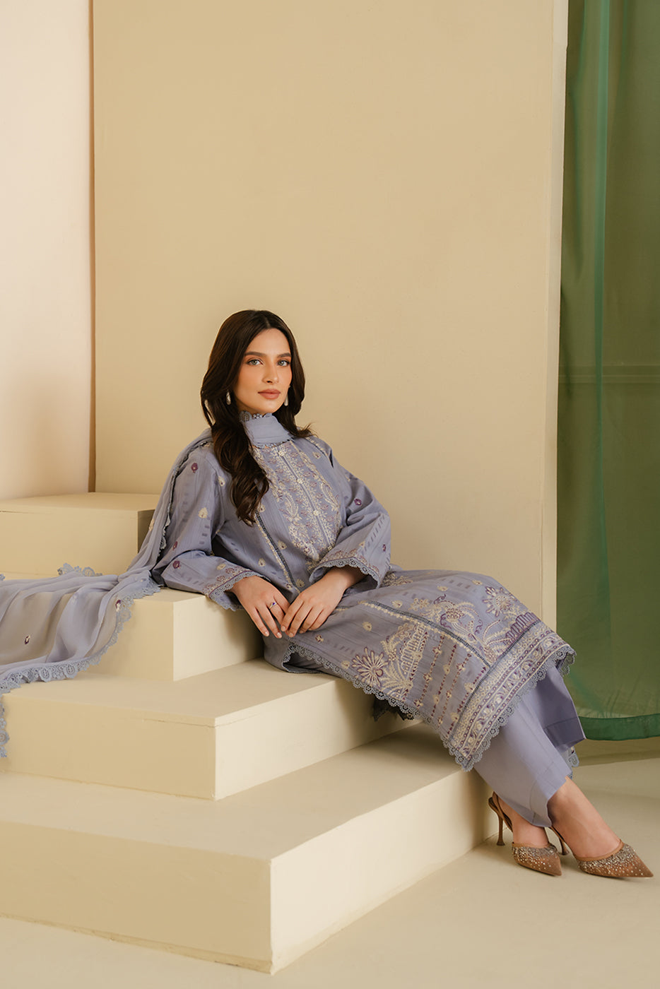 3 PIECE EMBROIDERED LAWN SUIT-STERLING PEARL (UNSTITCHED)