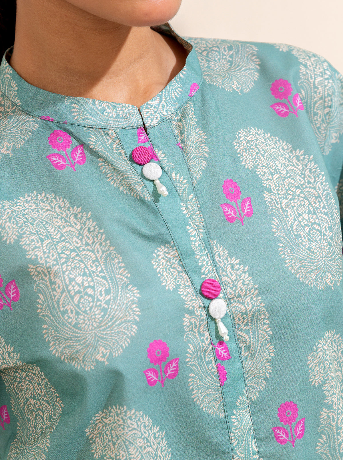 2 PIECE PRINTED LAWN SUIT-SEA SOUL (UNSTITCHED)