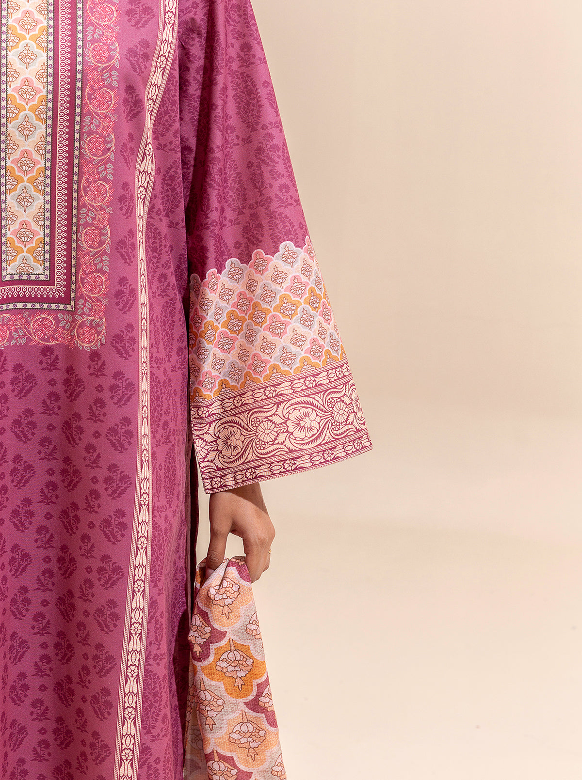 2 PIECE PRINTED LAWN SUIT-PINKY PARFAIT (UNSTITCHED)