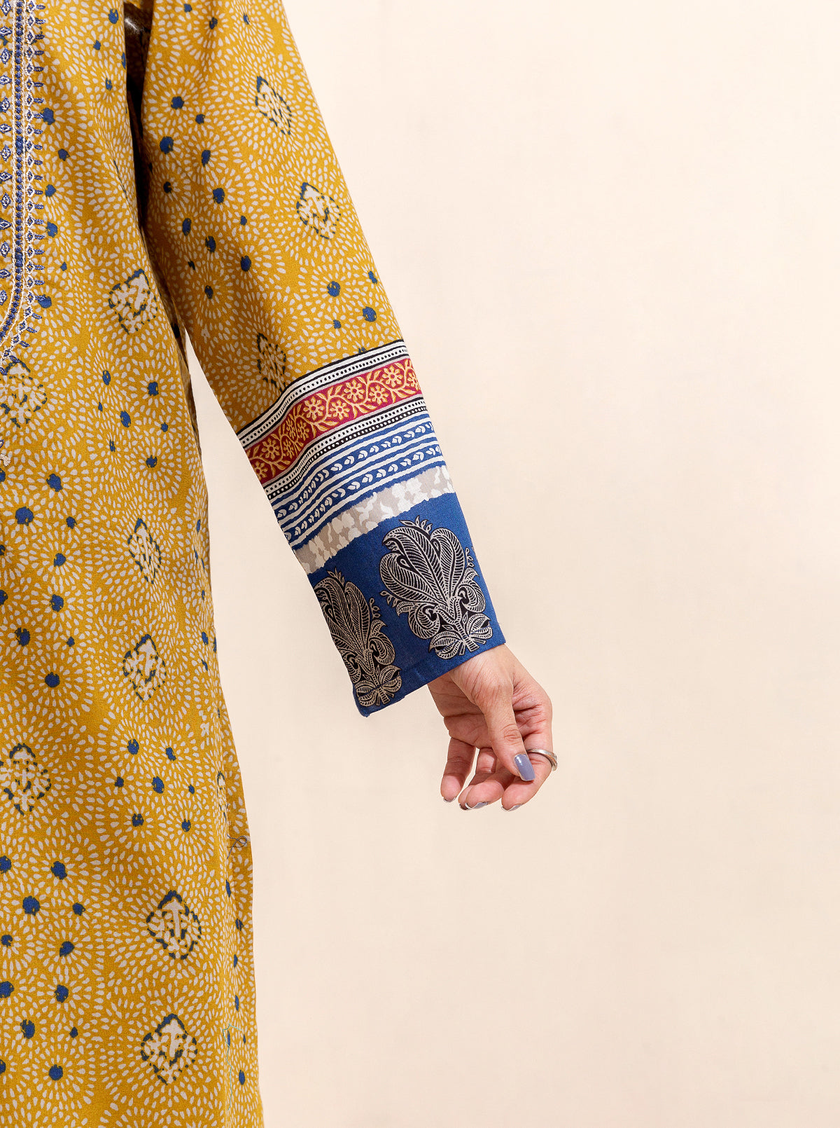 3 PIECE EMBROIDERED LAWN-OLD GOLD BT-MORBAGH SU_24