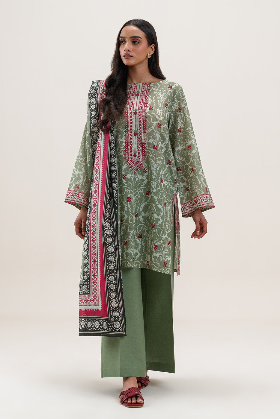 3 PIECE PRINTED LAWN SUIT-BAROQUE MEADOW (UNSTITCHED)