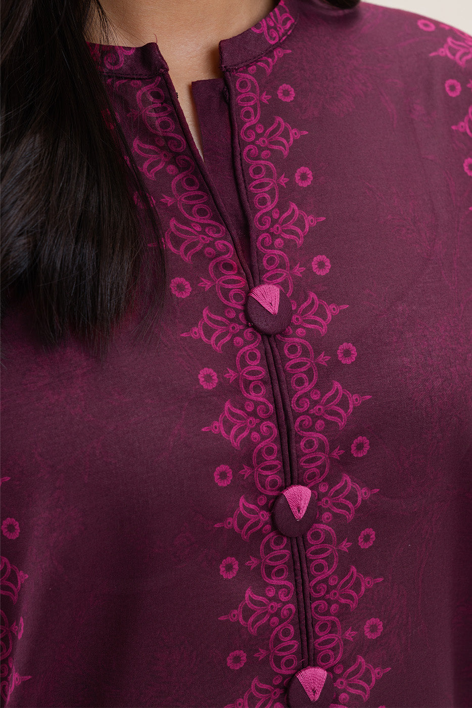 3 PIECE PRINTED LAWN SUIT-MULBERRY BLISS (UNSTITCHED)