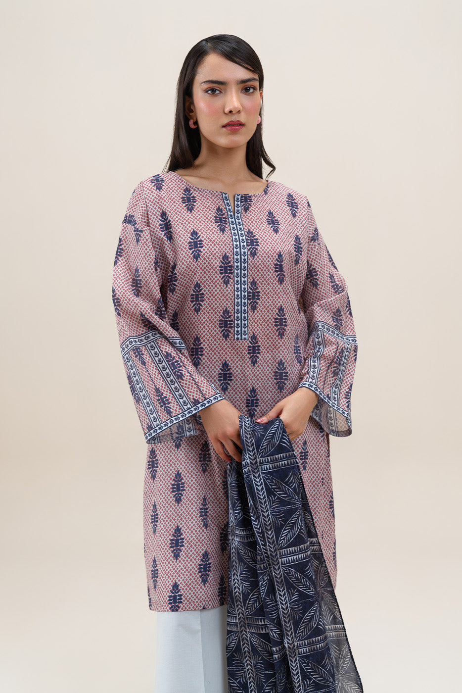 3 PIECE PRINTED LAWN SUIT-ROUGE GLEAM (UNSTITCHED)
