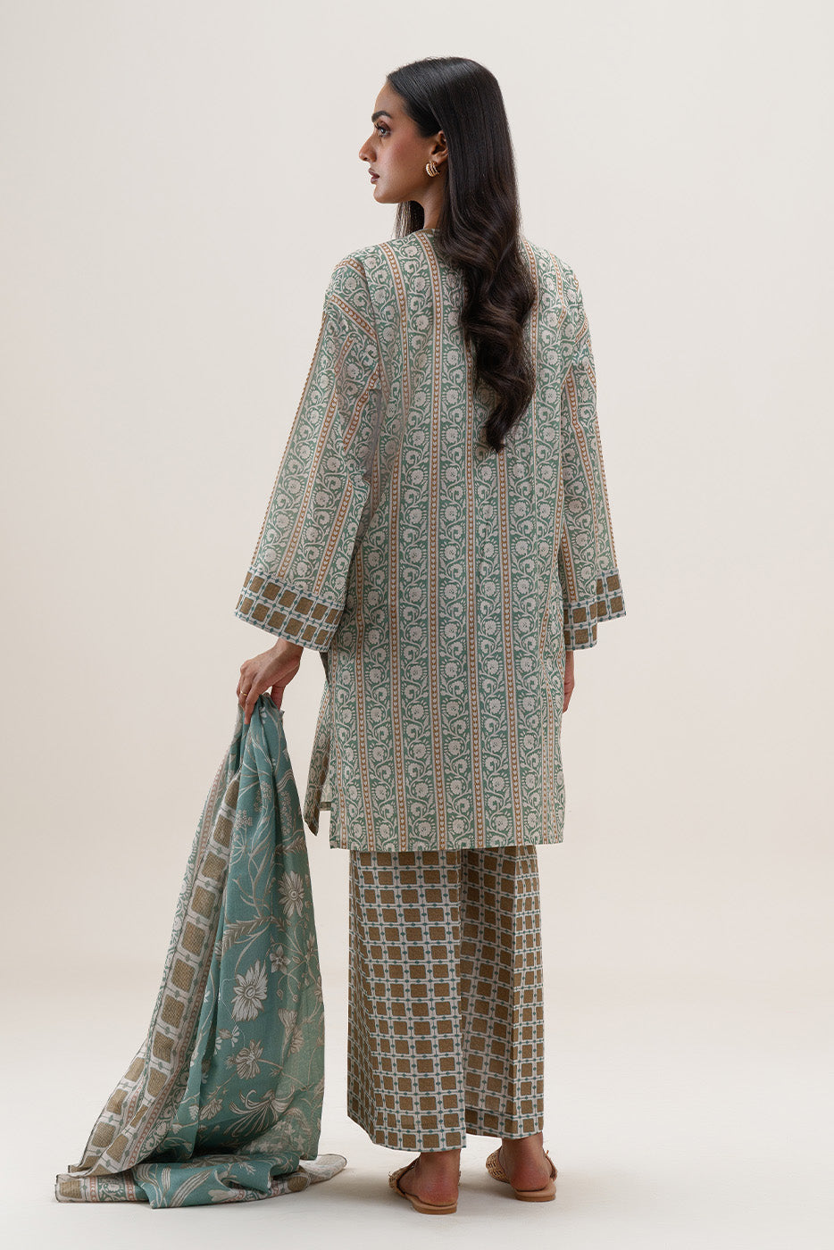3 PIECE PRINTED LAWN SUIT-RAVEN SHED (UNSTITCHED)