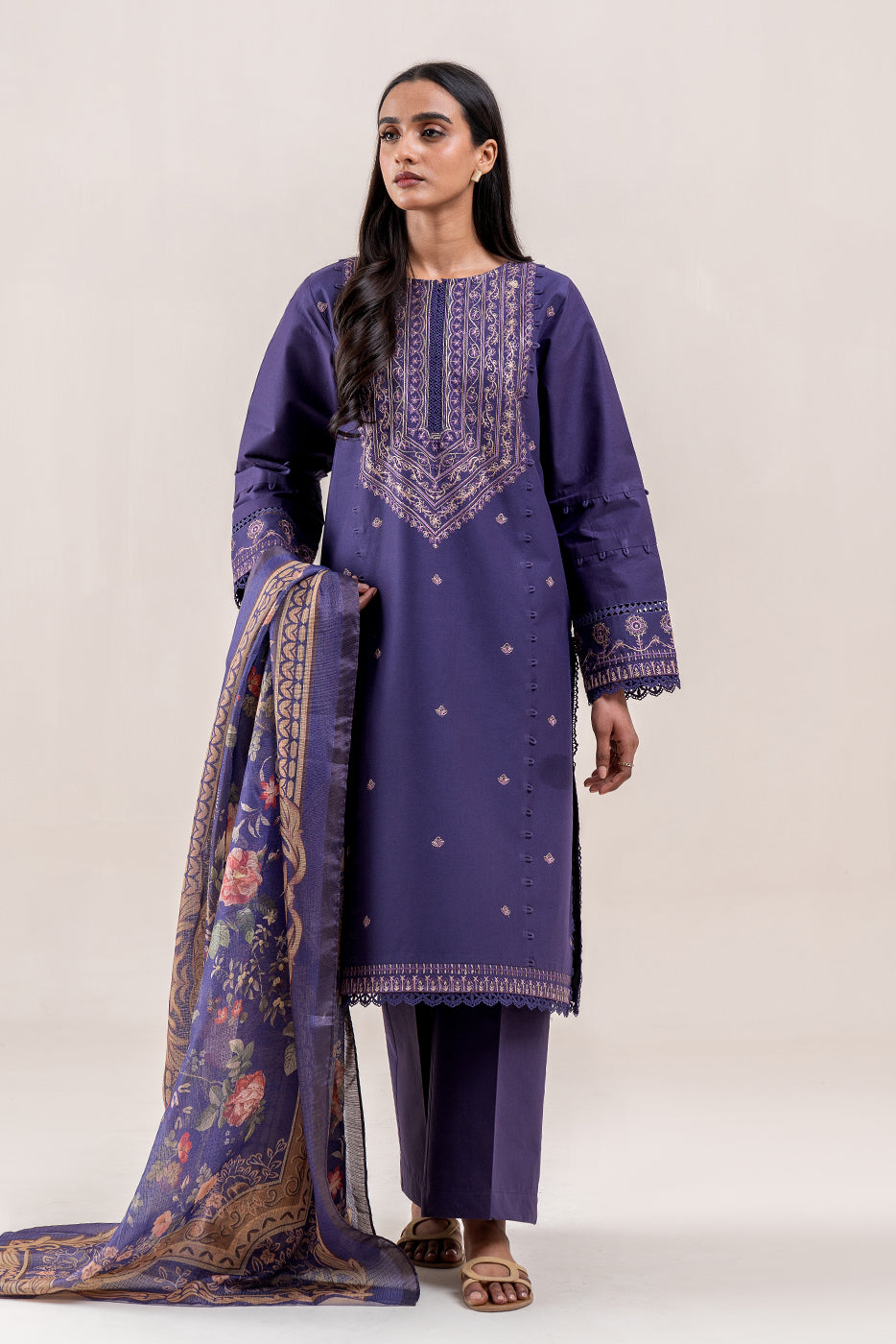 3 PIECE EMBROIDERED LAWN SUIT-FLORAL HAZE (UNSTITCHED)