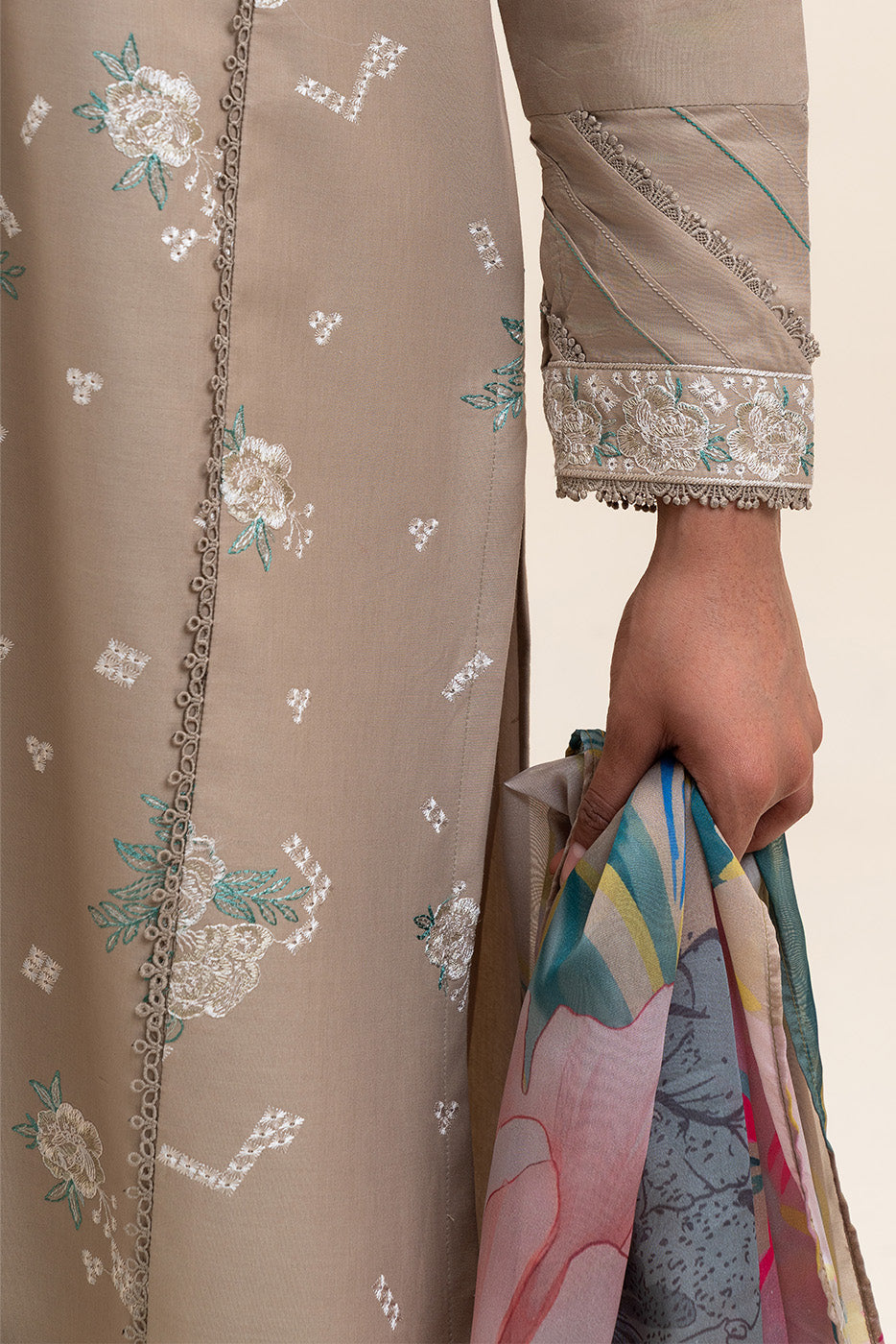 3 PIECE EMBROIDERED LAWN SUIT-HAZEL WOOD (UNSTITCHED)