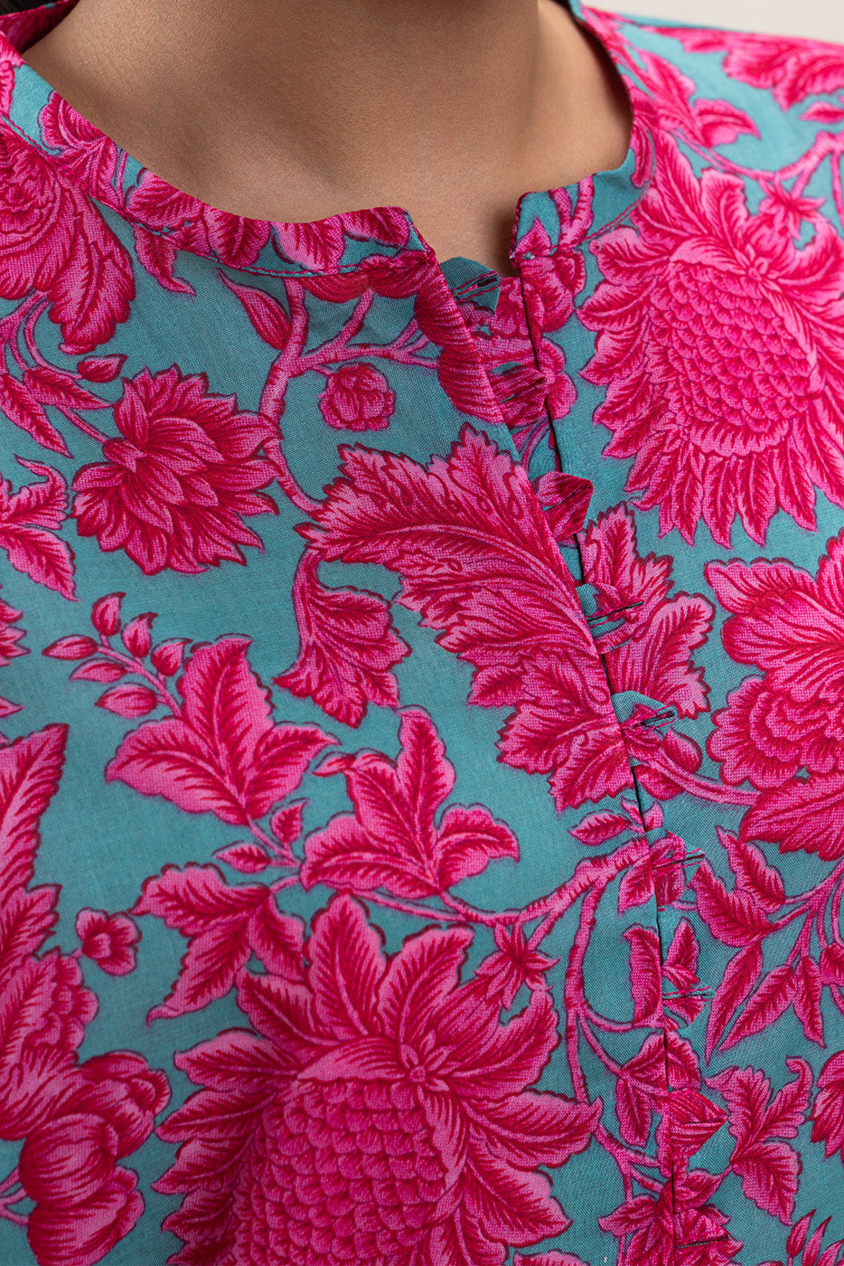 2 PIECE PRINTED LAWN SUIT-CERULEAN GLEAM (UNSTITCHED)