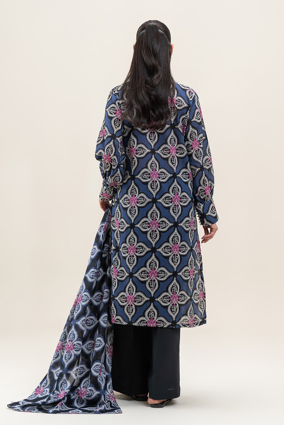 2 PIECE PRINTED LAWN LAWN SUIT-DEEP VIOLET (UNSTITCHED)