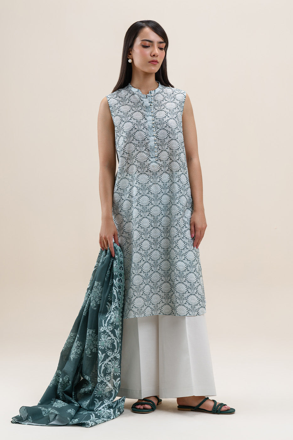 2 PIECE PRINTED LAWN SUIT-VIRIDIAN DEW (UNSTITCHED)