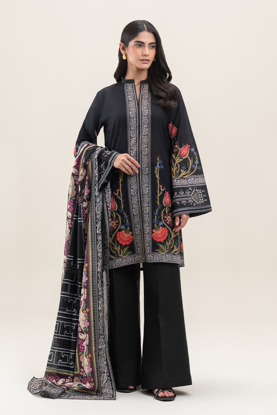 3 PIECE PRINTED LAWN LAWN SUIT-RAVEN FLORET (UNSTITCHED)
