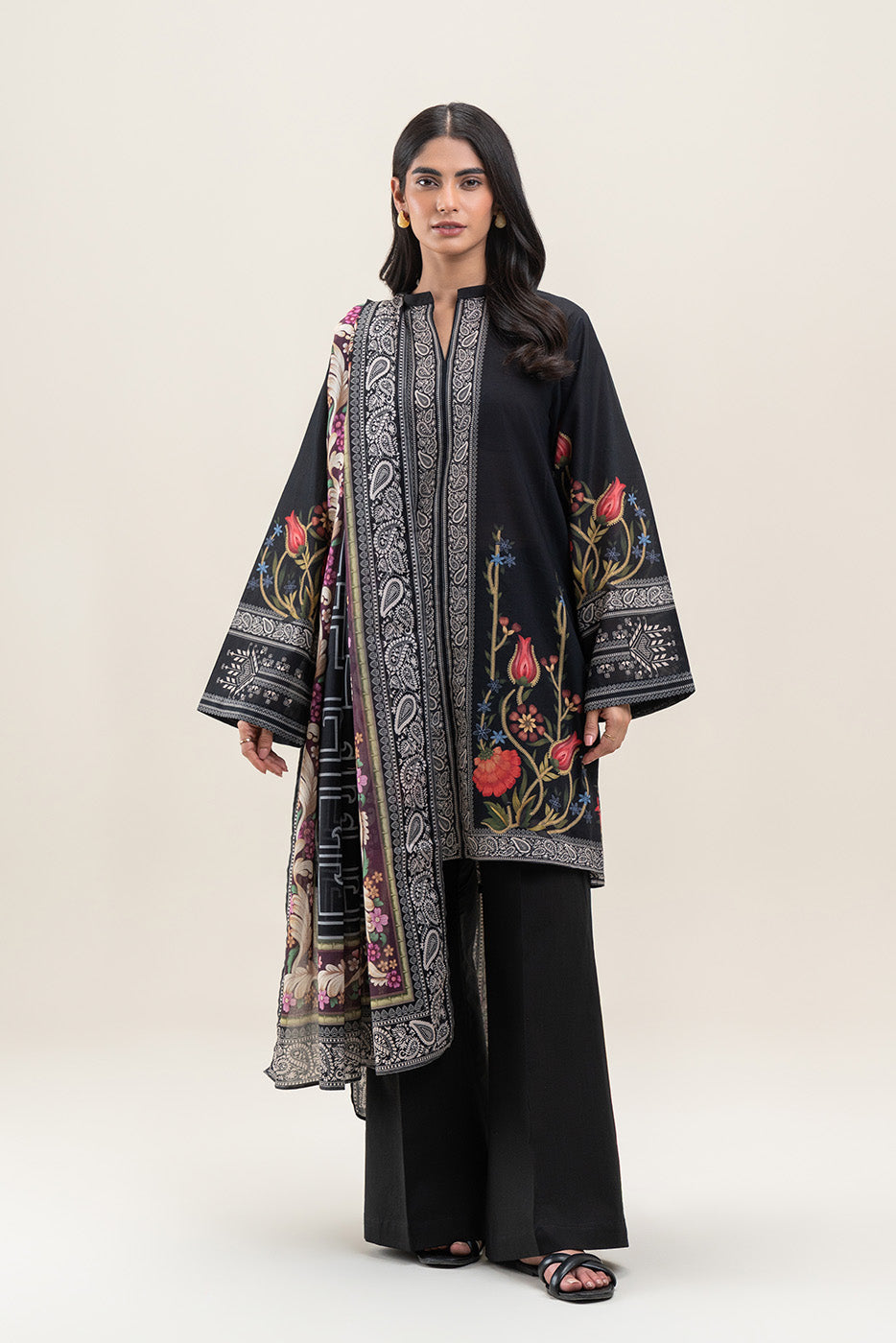 3 PIECE PRINTED LAWN LAWN SUIT-RAVEN FLORET (UNSTITCHED)