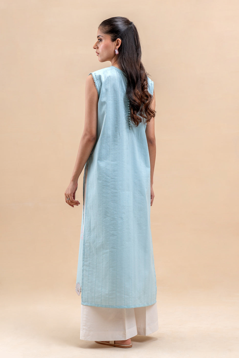 1 PIECE EMBROIDERED LENO KARRA -MILKY AZURE