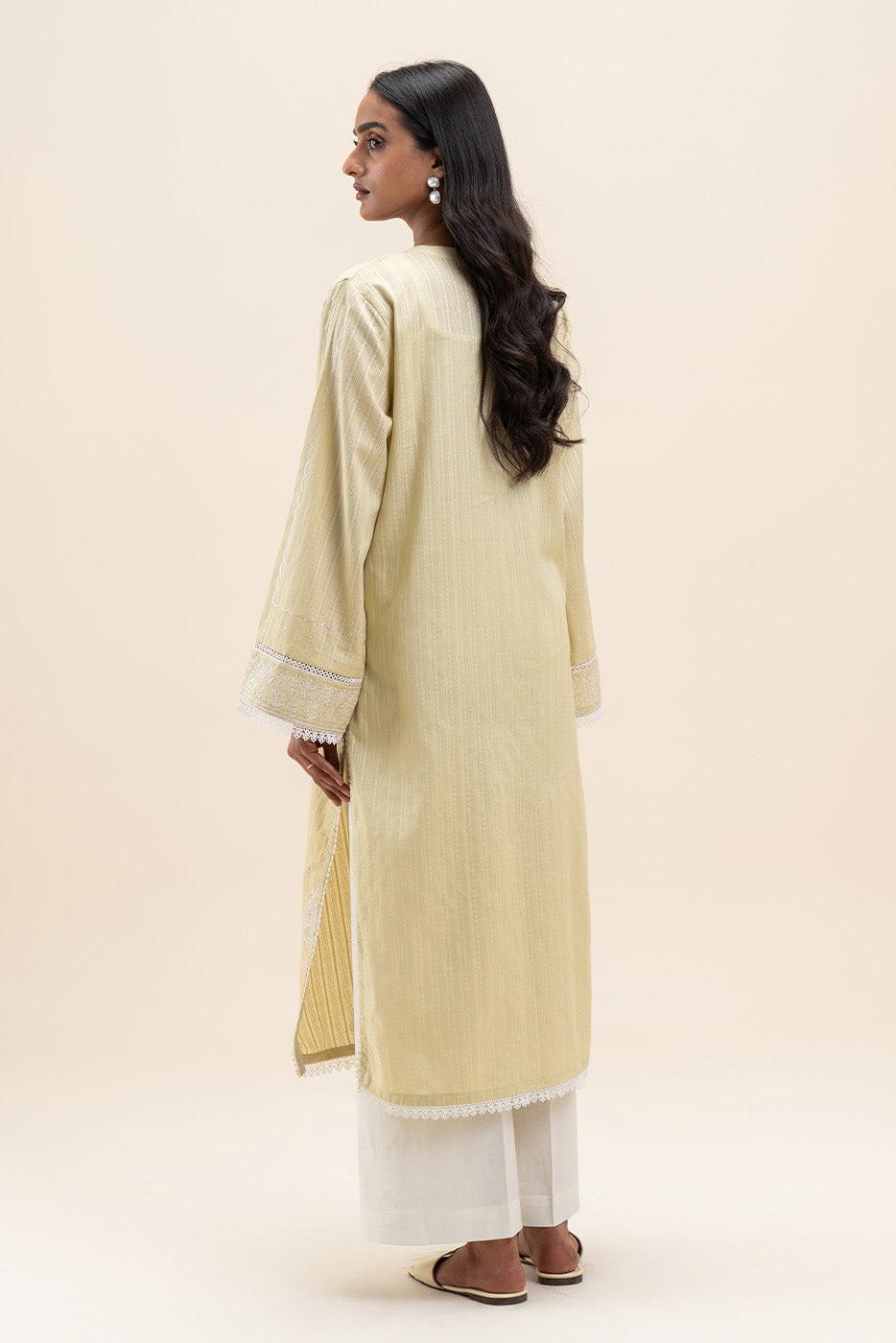 1 PIECE EMBROIDERED LENO KARRA SHIRT-LIME GLAM (UNSTITCHED)