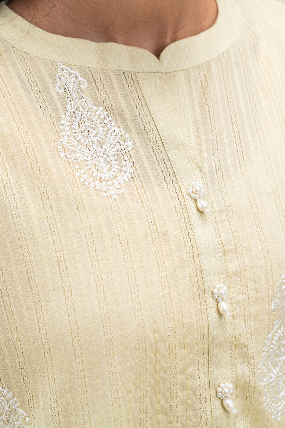 1 PIECE EMBROIDERED LENO KARRA SHIRT-LIME GLAM (UNSTITCHED)