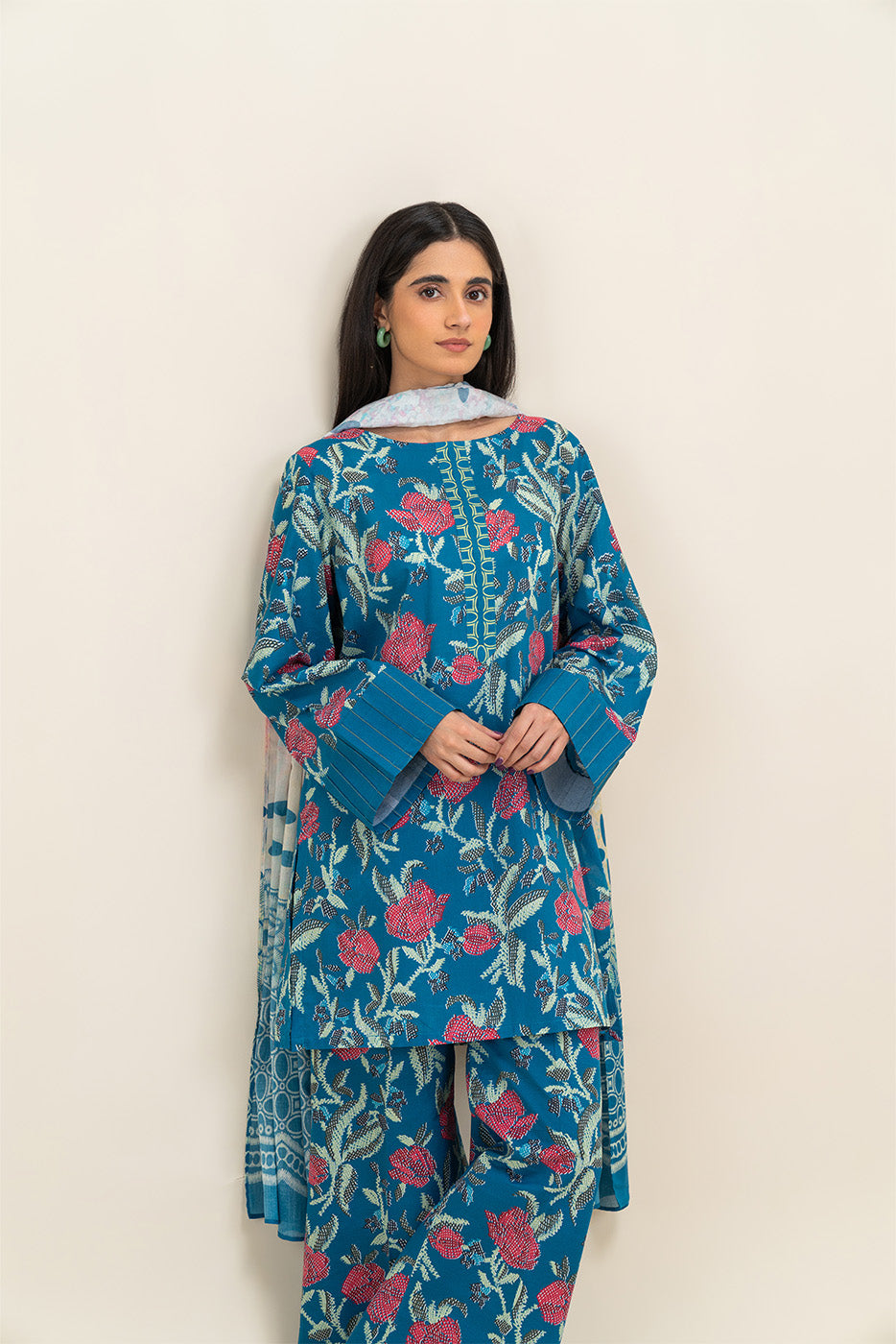 3 PIECE PRINTED LAWN SUIT-FLORAL WEAVE (UNSTITCHED)