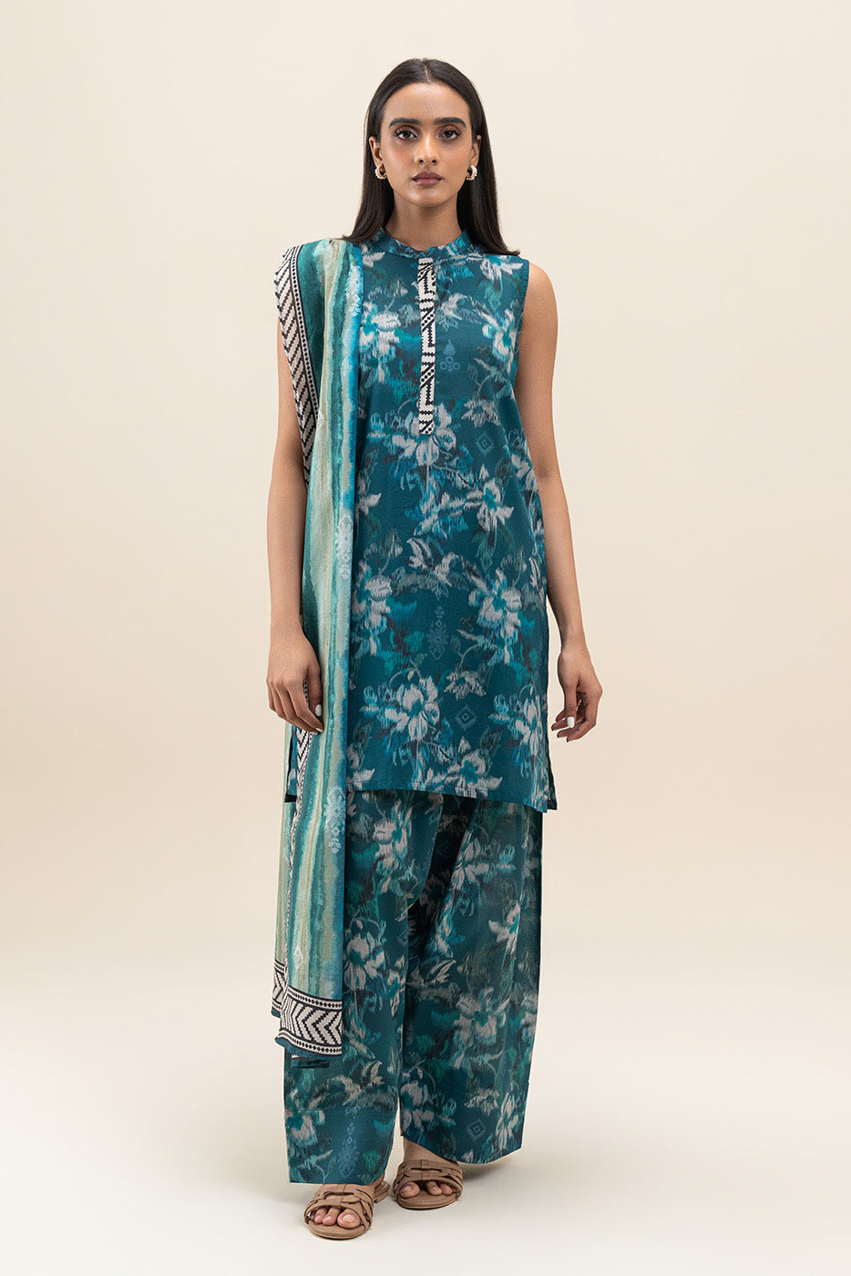 3 PIECE PRINTED LAWN SUIT-AEGEAN HAZE (UNSTITCHED)