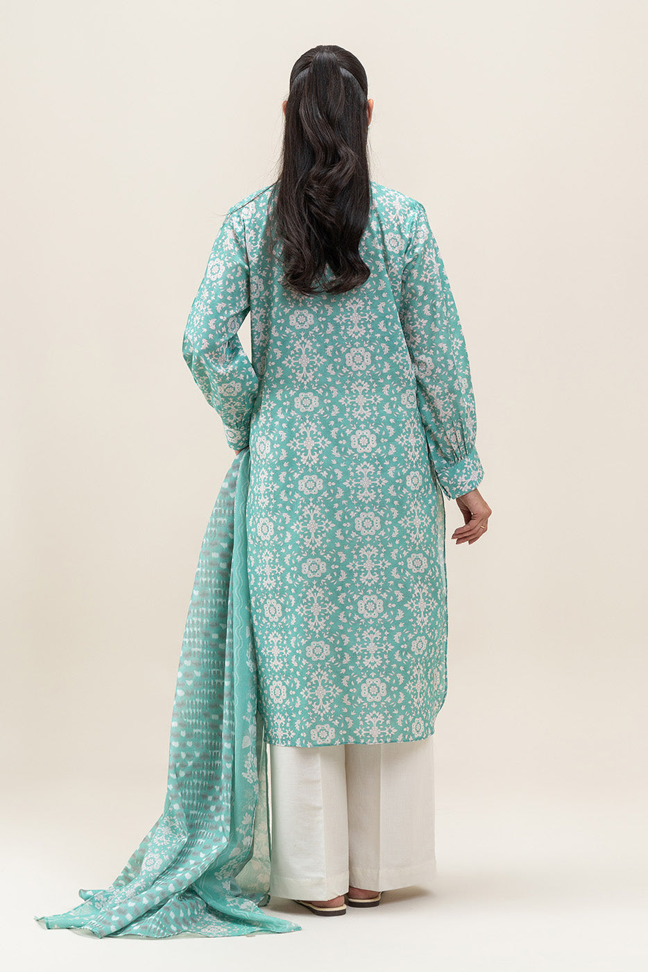 2 PIECE PRINTED LAWN LAWN SUIT-TIFFANY BLUE (UNSTITCHED)