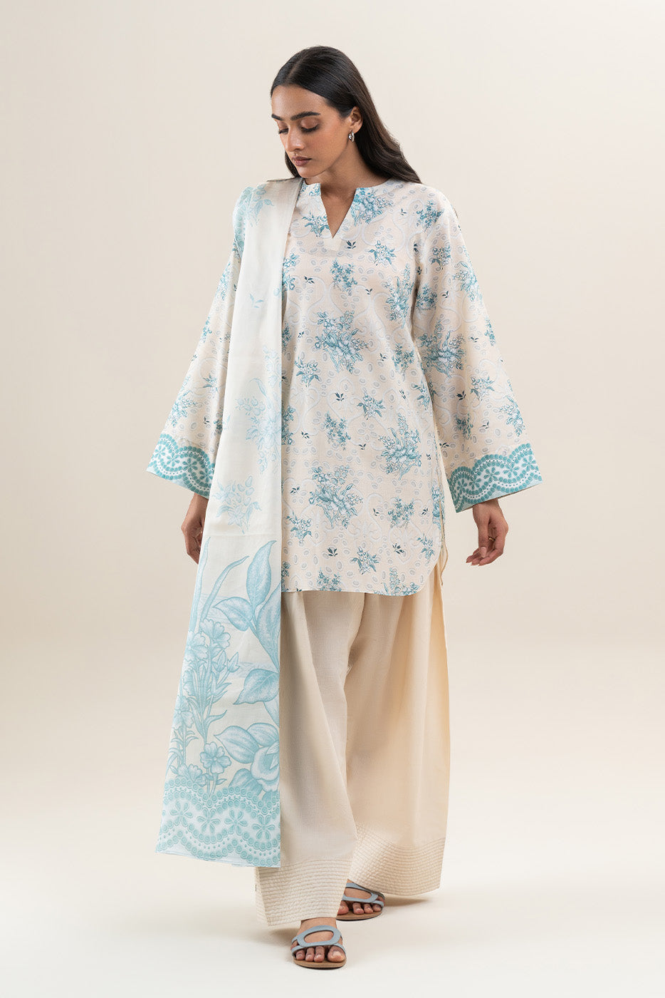 3 PIECE PRINTED LAWN SUIT-IVORY GLAM (UNSTITCHED)