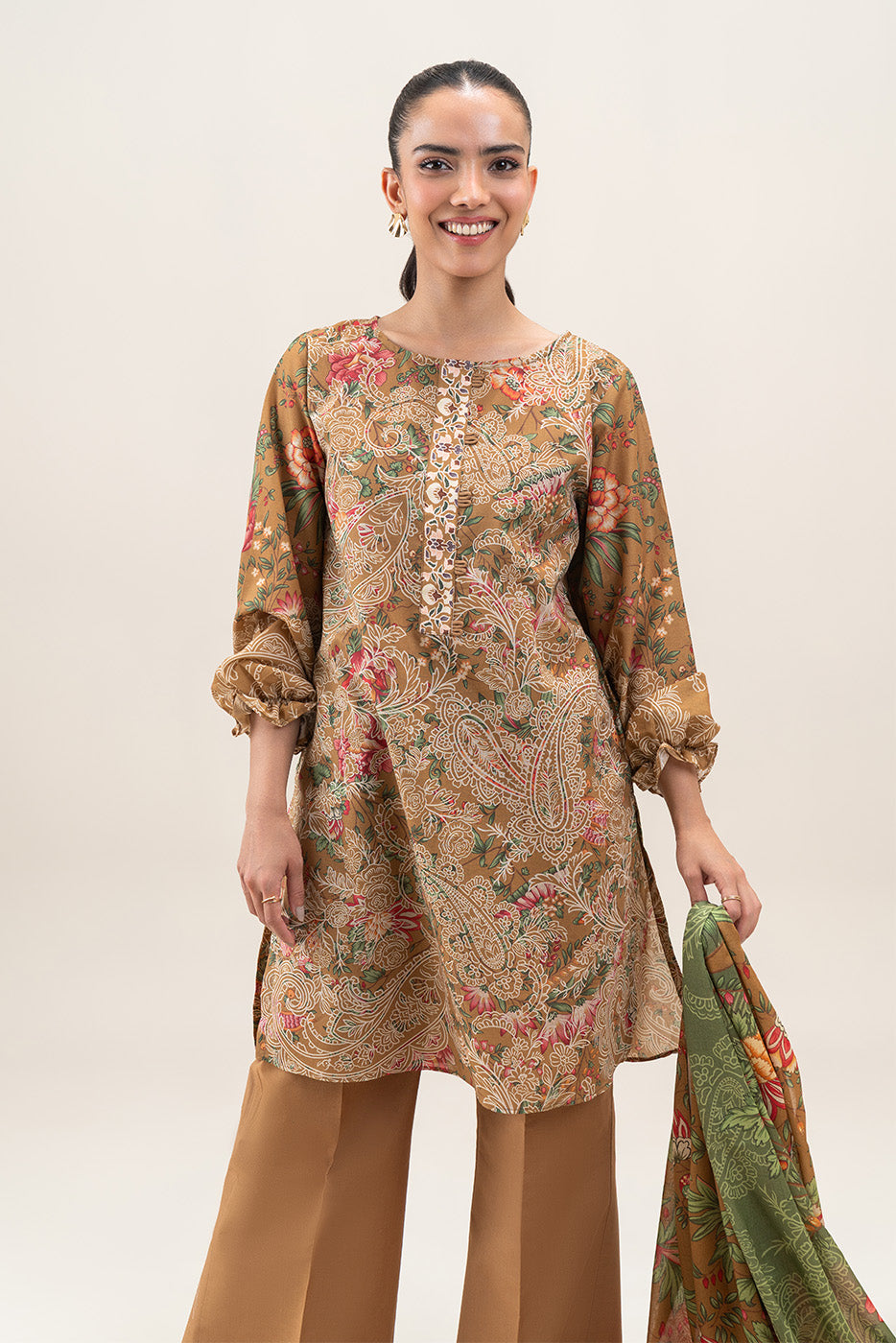 3 PIECE PRINTED LAWN SUIT-MEDALLION BLOOM (UNSTITCHED)