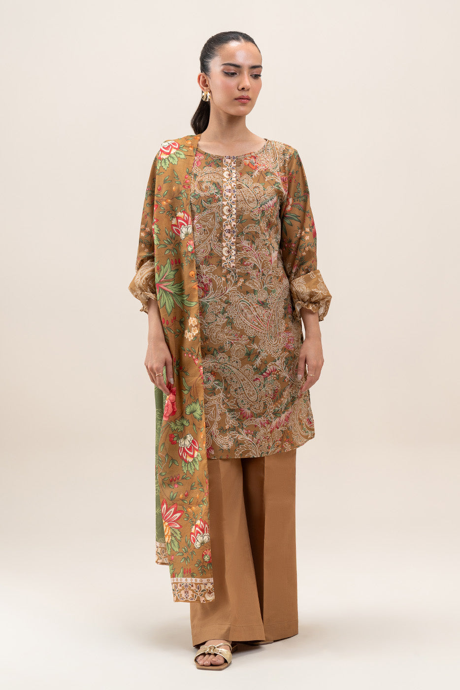 3 PIECE PRINTED LAWN SUIT-MEDALLION BLOOM (UNSTITCHED)