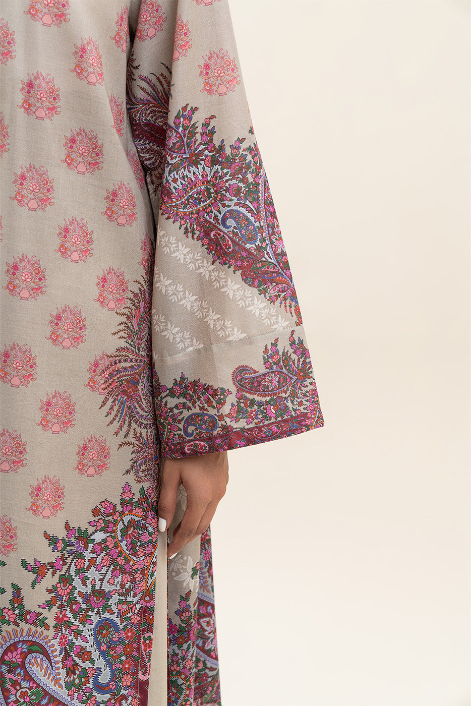 3 PIECE PRINTED LAWN SUIT-GREY MIST (UNSTITCHED)