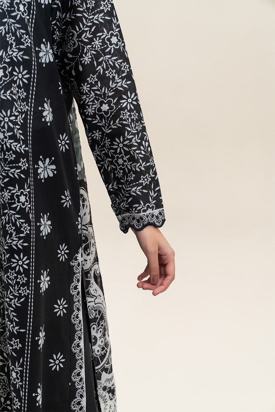 3 PIECE PRINTED LAWN SUIT-PITCH BLISS (UNSTITCHED)