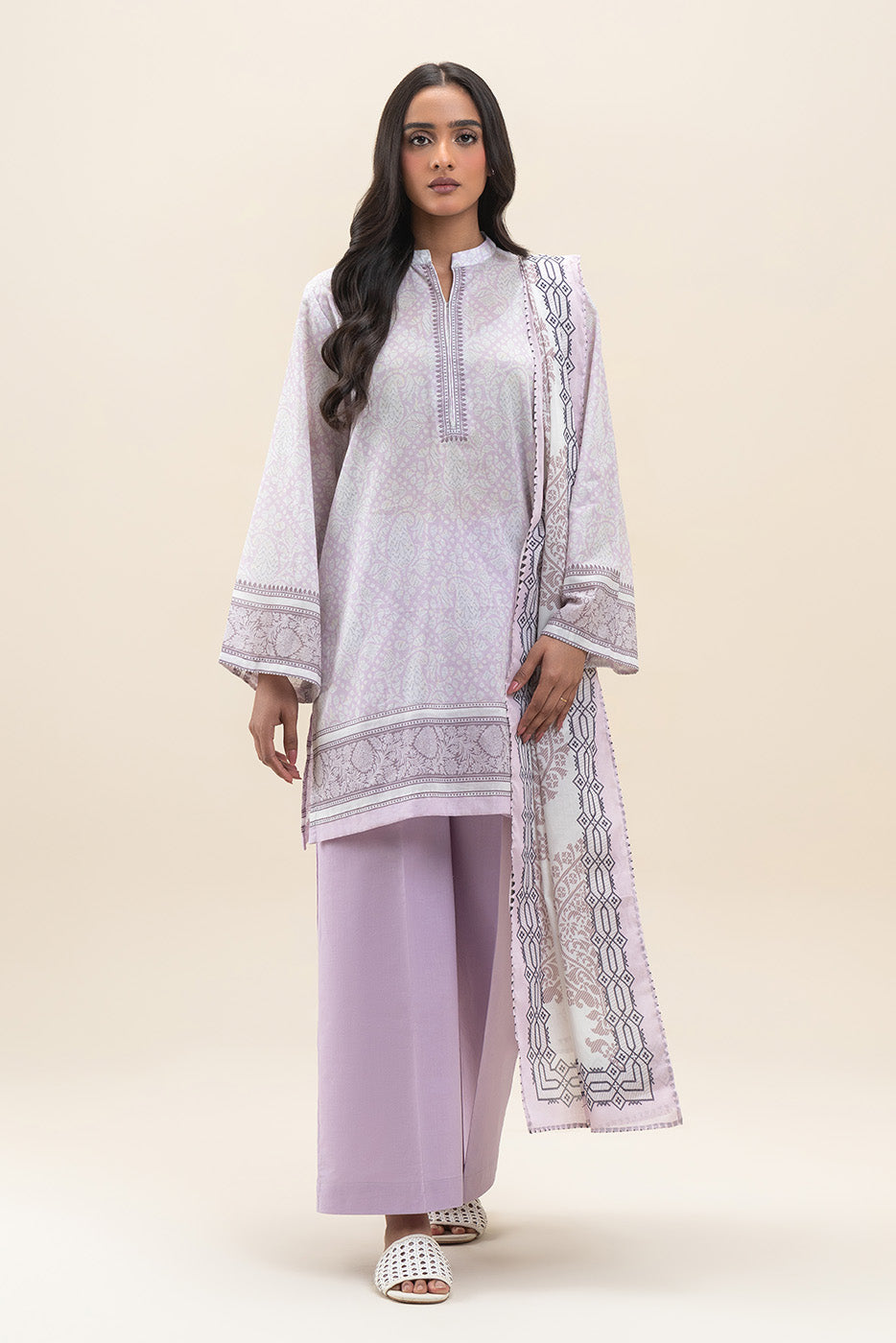 3 PIECE PRINTED LAWN SUIT-ORCHID GLAZE (UNSTITCHED)