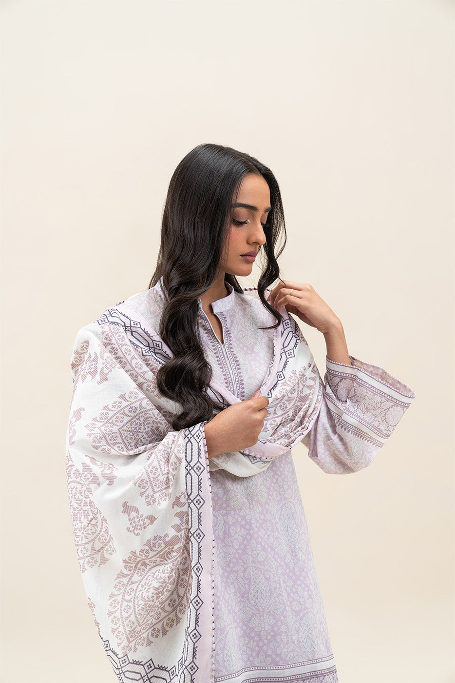 3 PIECE PRINTED LAWN SUIT-ORCHID GLAZE (UNSTITCHED)