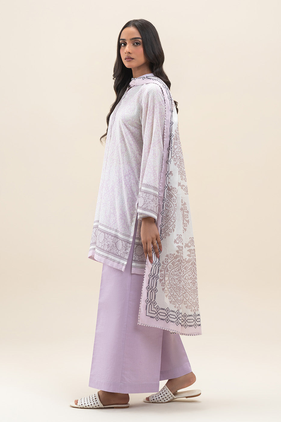 3 PIECE PRINTED LAWN SUIT-ORCHID GLAZE (UNSTITCHED)