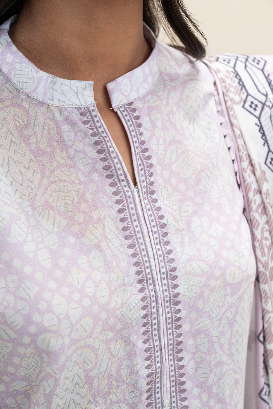 3 PIECE PRINTED LAWN SUIT-ORCHID GLAZE (UNSTITCHED)