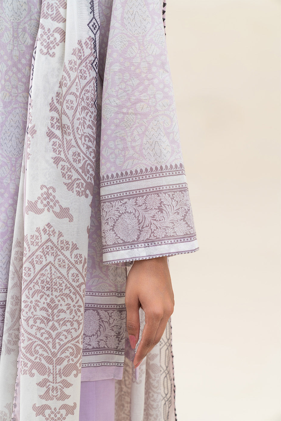 3 PIECE PRINTED LAWN SUIT-ORCHID GLAZE (UNSTITCHED)