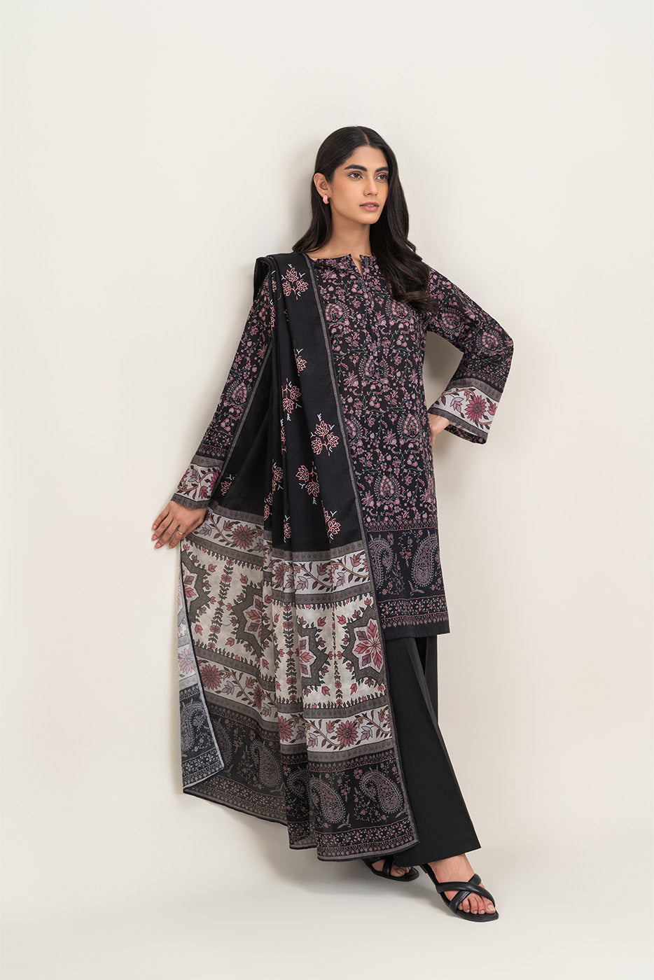 3 PIECE PRINTED LAWN LAWN SUIT-WOVEN PITCH (UNSTITCHED)