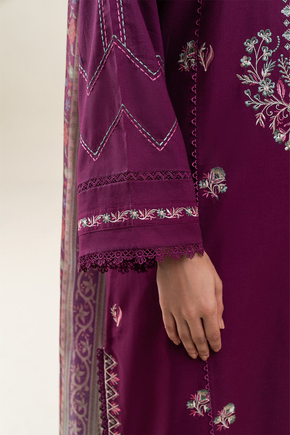 3 PIECE EMBROIDERED LAWN SUIT-MULBERRY STITCH (UNSTITCHED)
