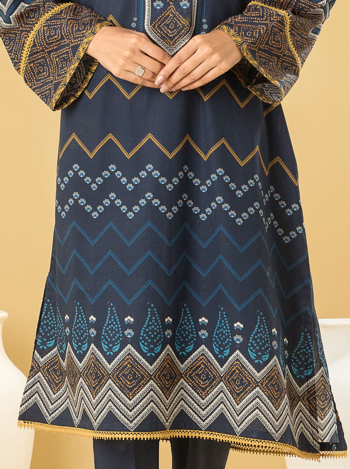 1 PIECE - PRINTED LAWN SHIRT - INKY BLUES MORBAGH SU_22