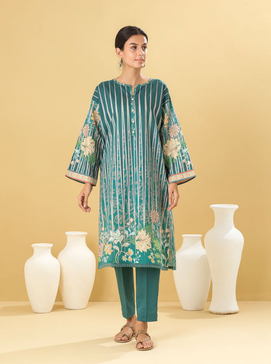 1 PIECE - PRINTED LAWN SHIRT - TEAL QUARTZ MORBAGH SU_22