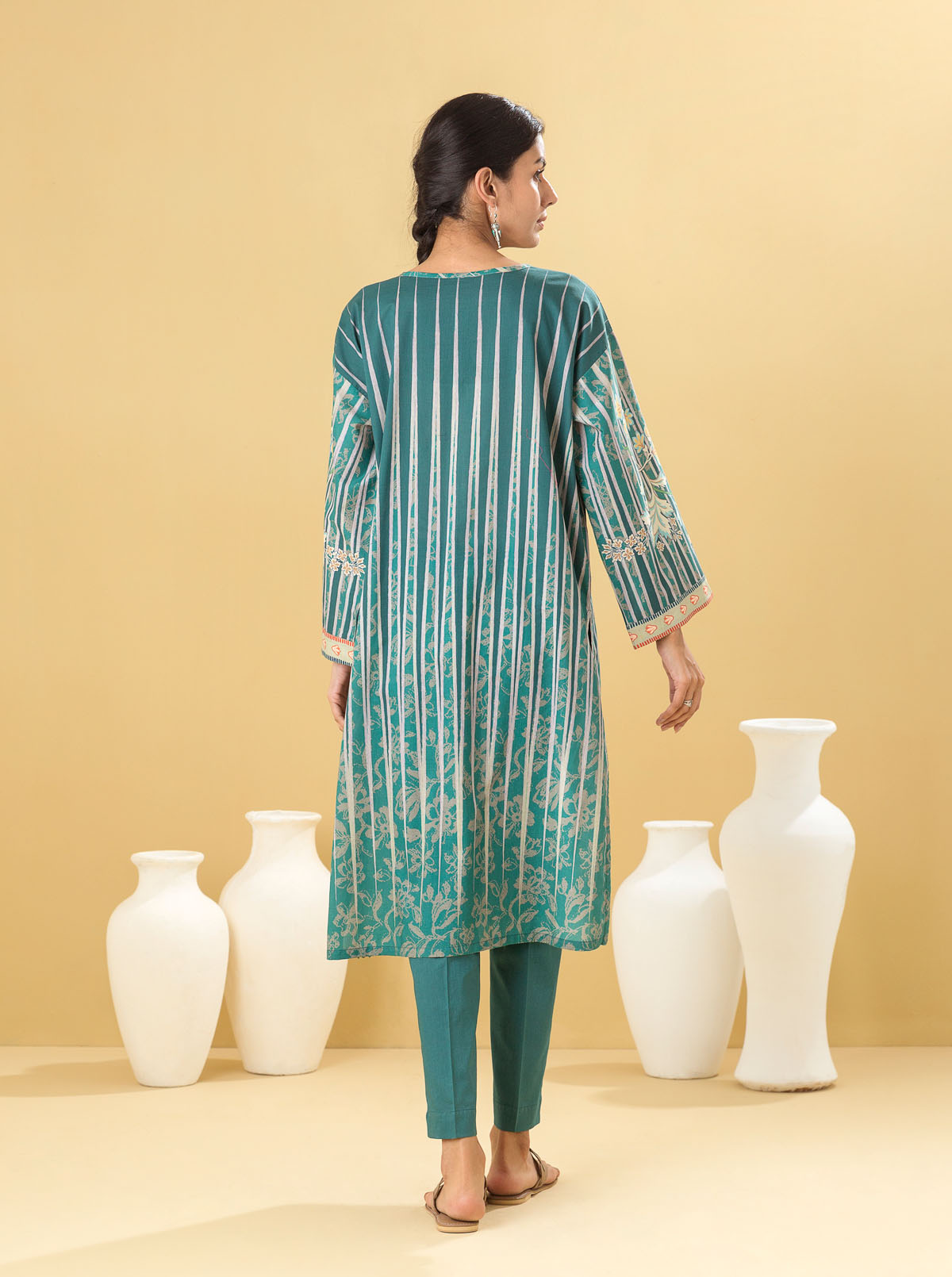 1 PIECE - PRINTED LAWN SHIRT - TEAL QUARTZ MORBAGH SU_22