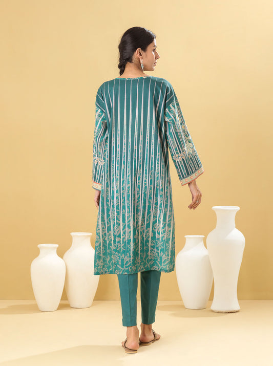 1 PIECE - PRINTED LAWN SHIRT - TEAL QUARTZ MORBAGH SU_22