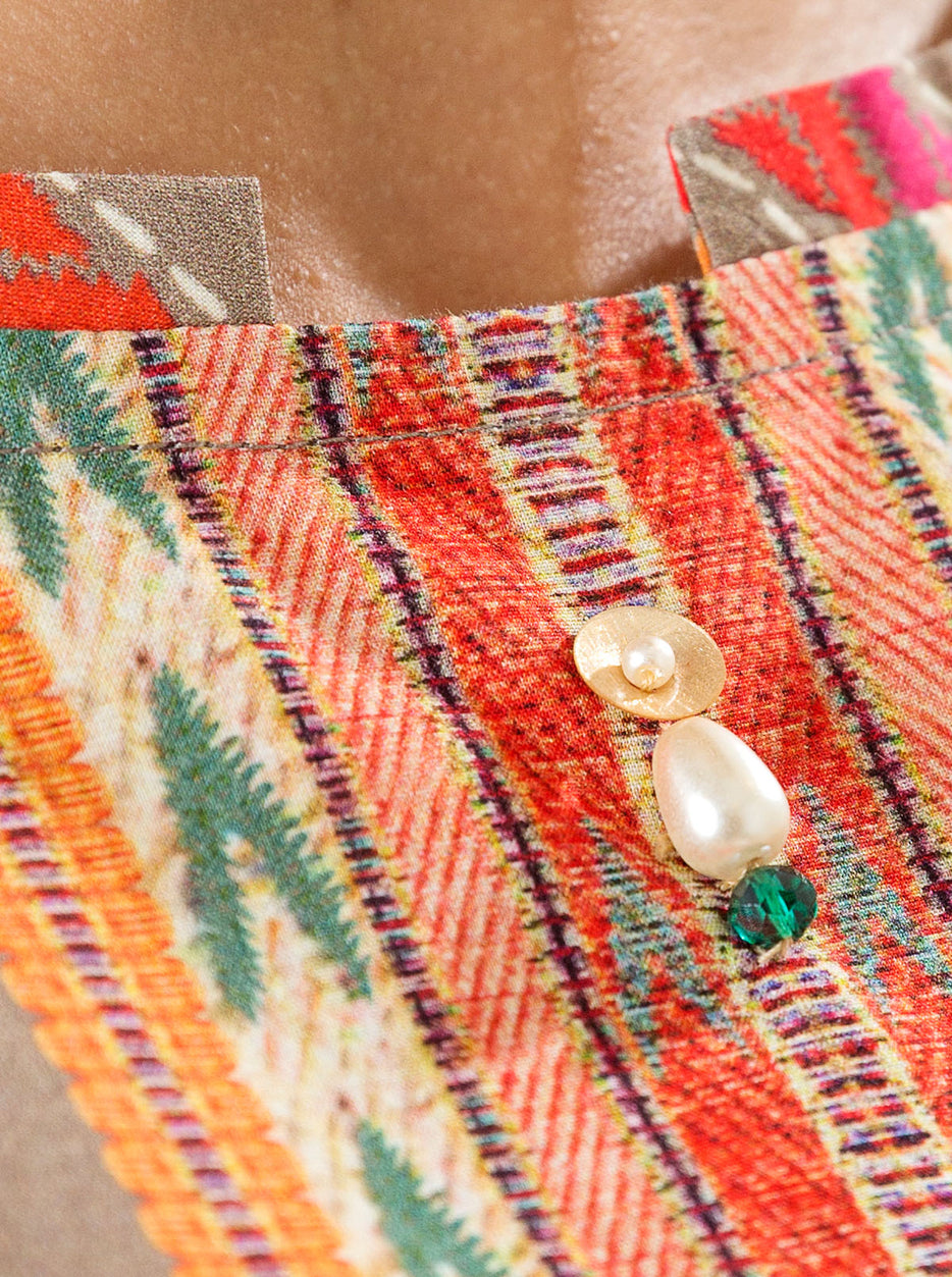 1 PIECE - PRINTED LAWN SHIRT - TRIBAL TAUPE MORBAGH SU_22