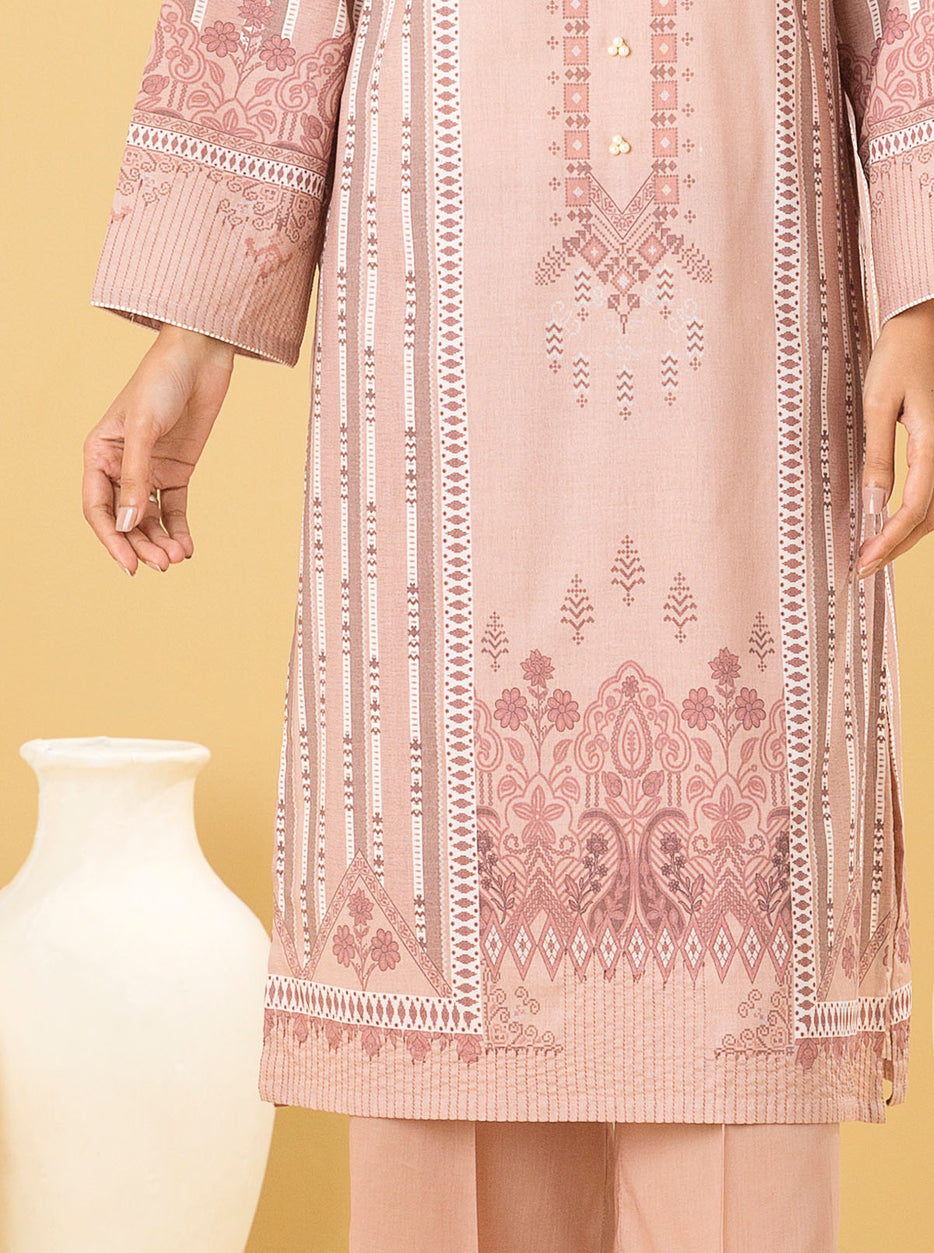 1 PIECE - PRINTED LAWN SHIRT - DUSKY PINK MORBAGH SU_22
