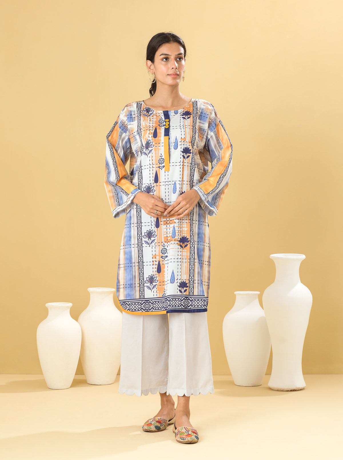 1 PIECE - PRINTED LAWN SHIRT - INDIGO BLOOM MORBAGH SU_22
