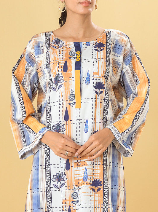 1 PIECE - PRINTED LAWN SHIRT - INDIGO BLOOM MORBAGH SU_22