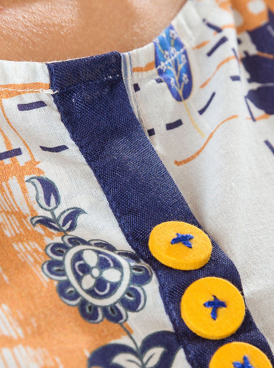 1 PIECE - PRINTED LAWN SHIRT - INDIGO BLOOM MORBAGH SU_22