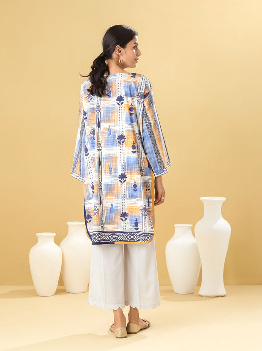1 PIECE - PRINTED LAWN SHIRT - INDIGO BLOOM MORBAGH SU_22
