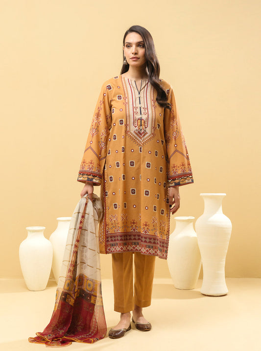 2 PIECE - PRINTED LAWN SUIT - MUSTARD MAZE MORBAGH SU_22