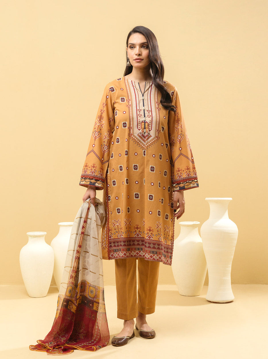 2 PIECE - PRINTED LAWN SUIT - MUSTARD MAZE MORBAGH SU_22